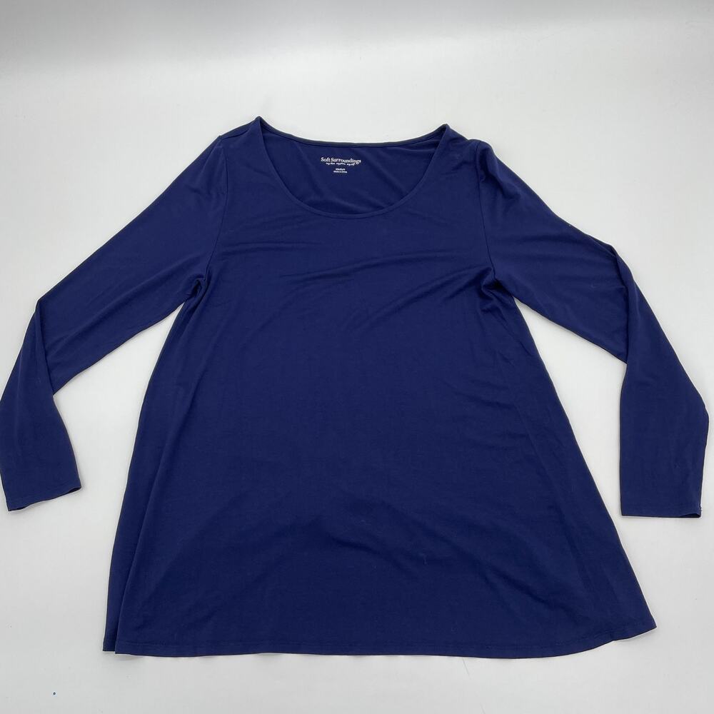 SOFT SURROUNDINGS Womens T- Shirt Size M Blue Classic Long Sleeve Relaxed Fit